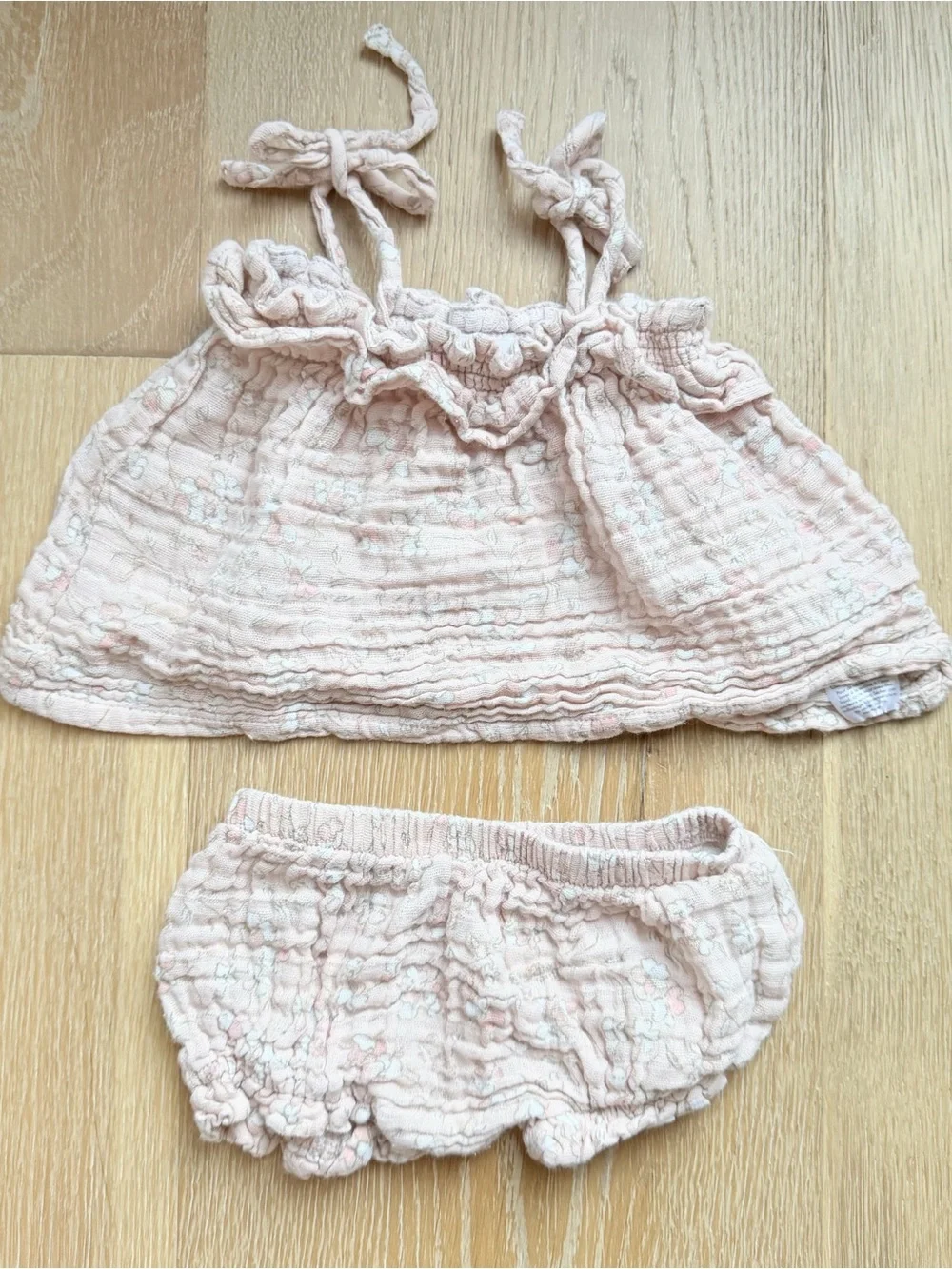 Angel Dear Light Pink Muslin Baby Top and Bloomers